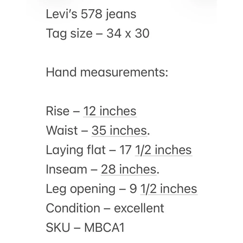 Levi's Mens 578 Baggy Fit Wide Leg Blue Denim Jeans 34x30 Meas: 35x28